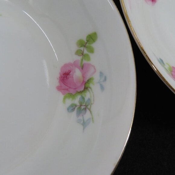 Union T Czechoslovakia Set of 4 Bowls 5.25in Pink Rose Flower Floral Gold Trim - Picture 8 of 13